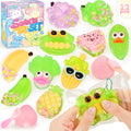 NINAOR 12-Pack Squishy Fruit & Veggie Fidget Toys - Stress Relief Sensory Toy for Kids, Party Favors, Easter Egg Fillers, Classroom Prizes