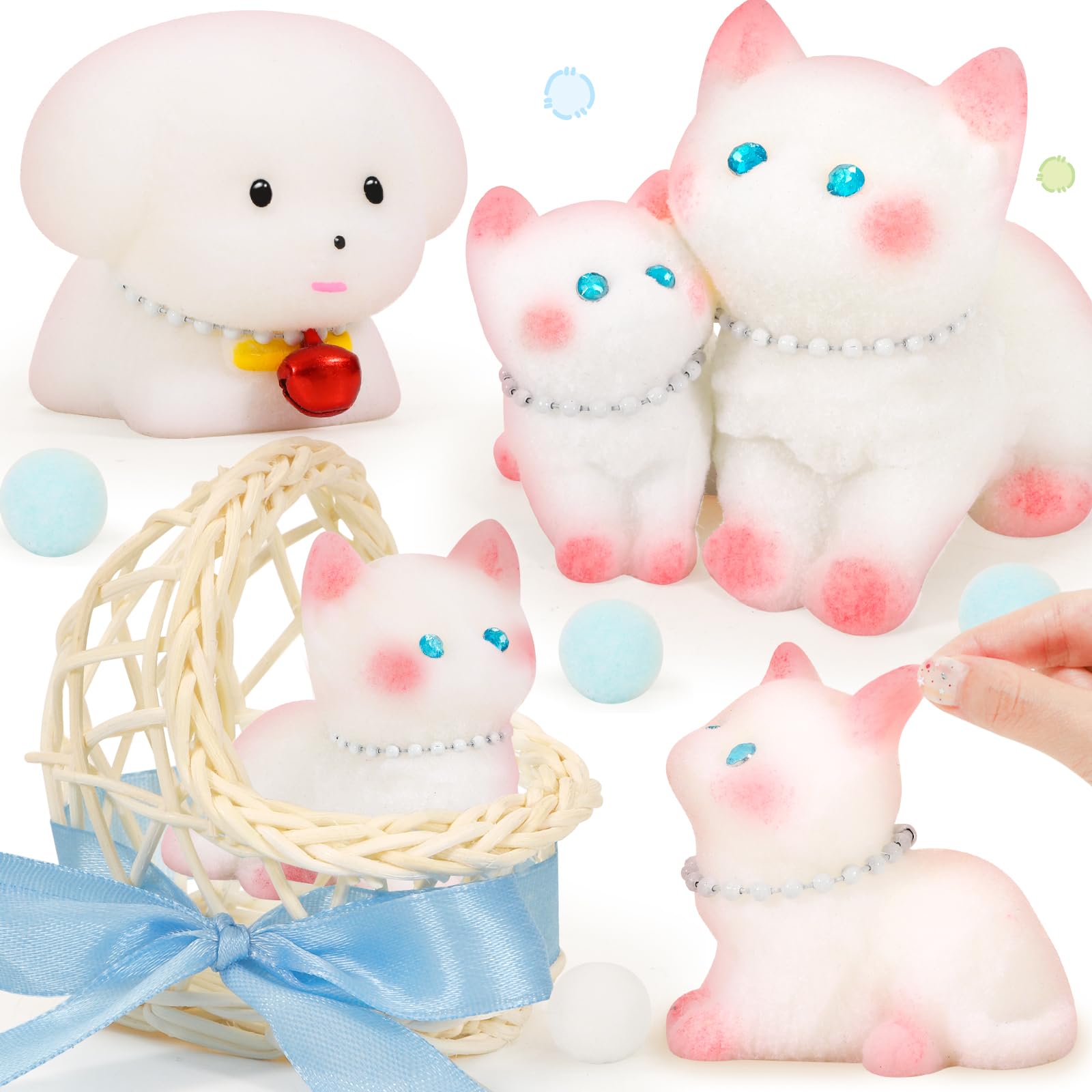 NINAOR Squishy Fidget Toys Set - 5 Soft Cat & Dog Stress Relief Toys for Kids and Adults