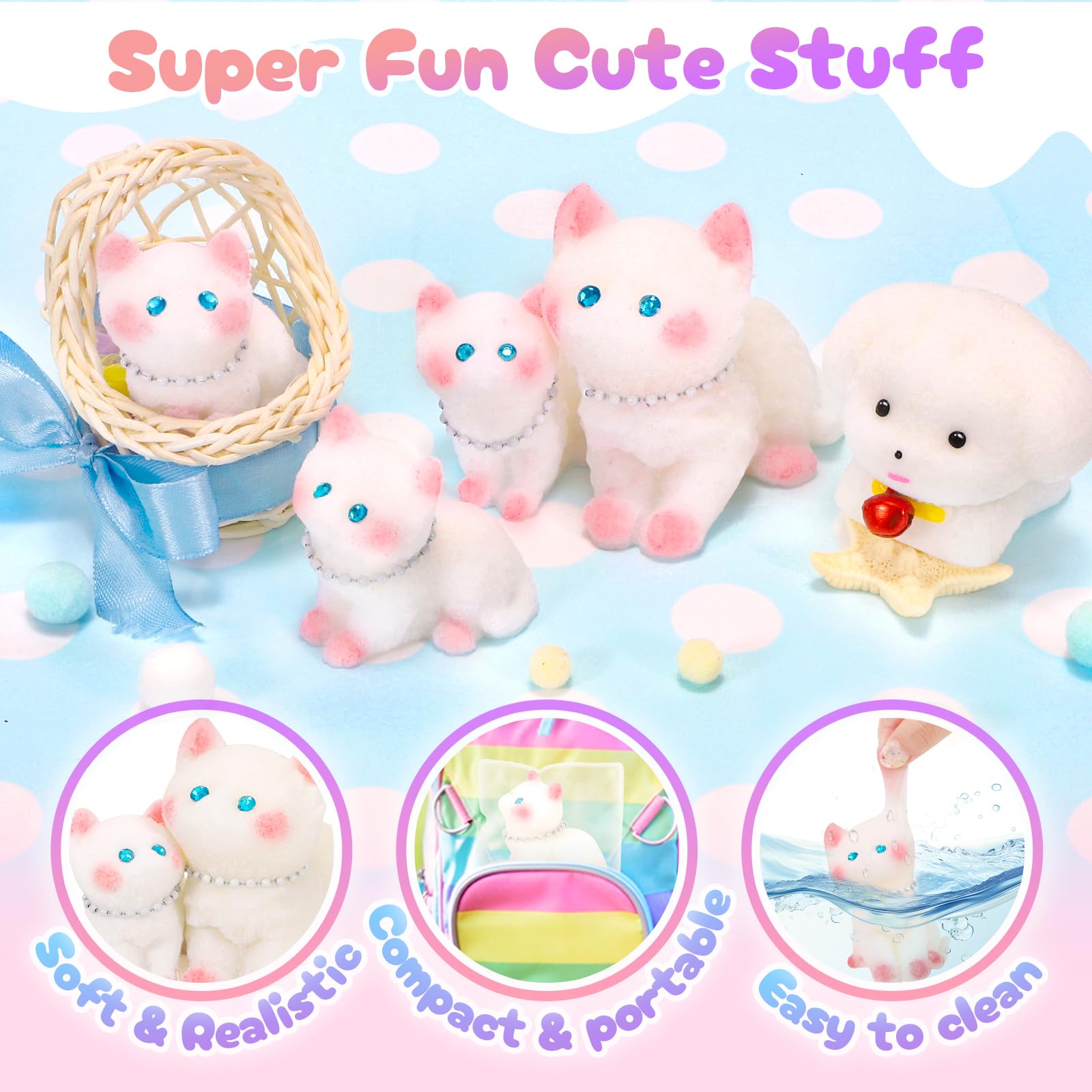 NINAOR Squishy Fidget Toys Set - 5 Soft Cat & Dog Stress Relief Toys for Kids and Adults