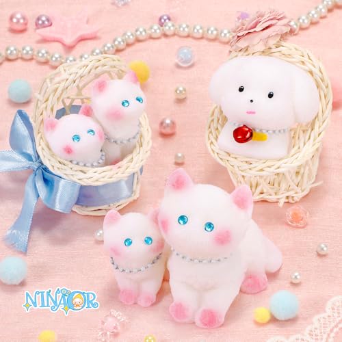 NINAOR Squishy Fidget Toys Set - 5 Soft Cat & Dog Stress Relief Toys for Kids and Adults