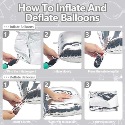 NISOCY 25-Pack Metallic Silver Square Foil Balloons for Party Backdrop Arch Tunnel Decor