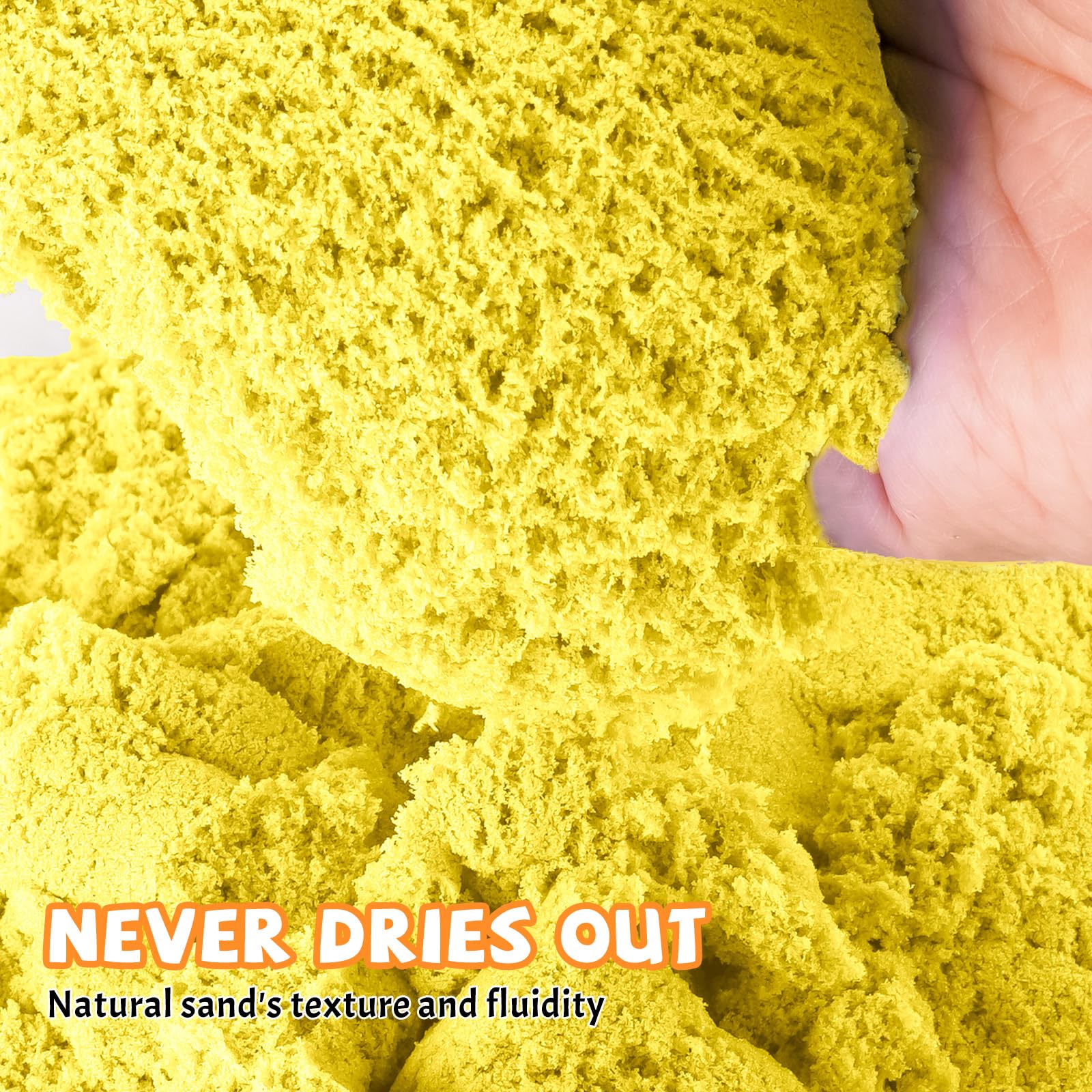 NiToy FlexiSand 2.2 lbs Yellow Play Sand – Non-Toxic, Never Dries Out, Molding & Sensory Fun for Kids Ages 3+
