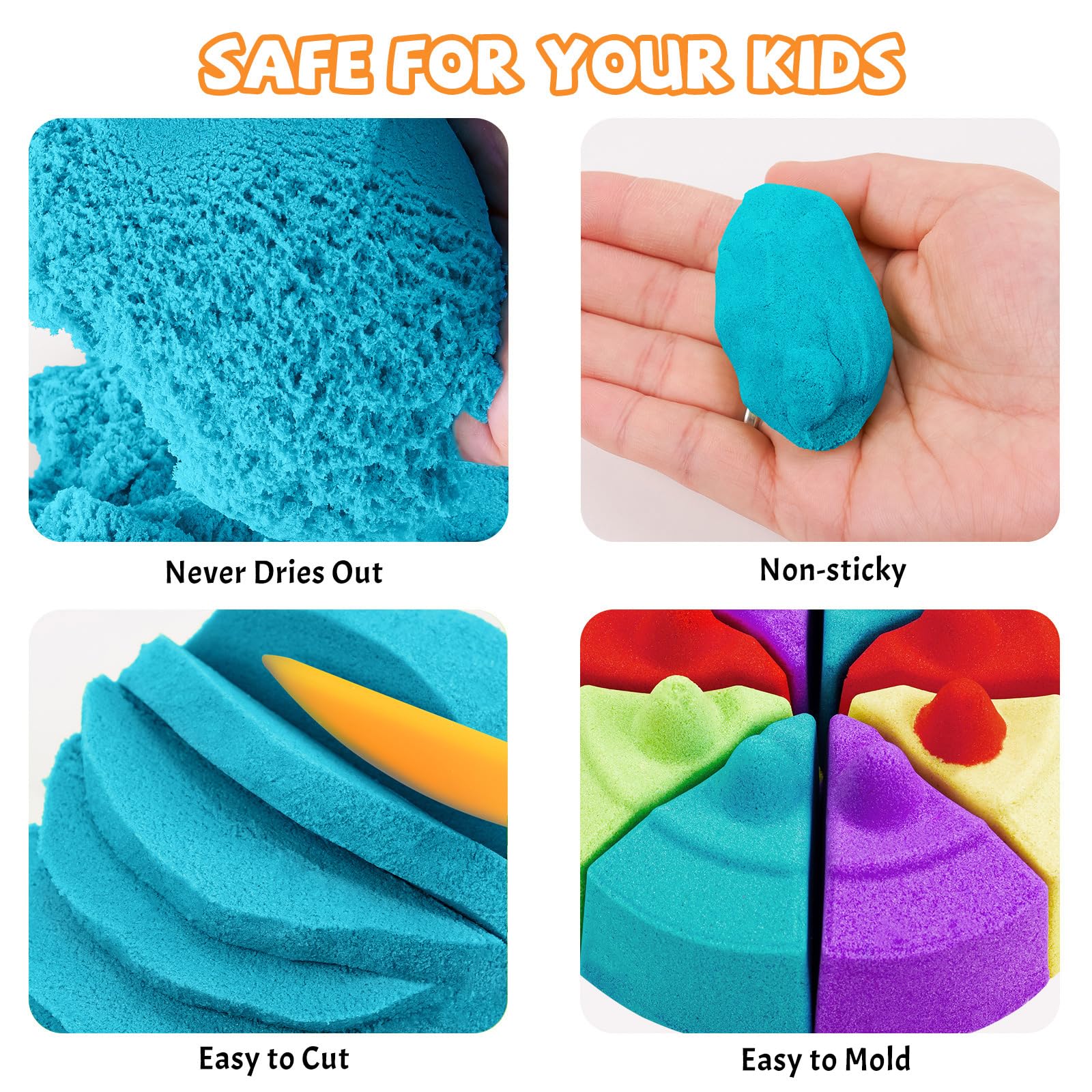 NiToy FlexiSand 2.2Lbs Dark Blue Play Sand – Non-Toxic, Never Dries Out, Ideal for Sensory Play and Molding