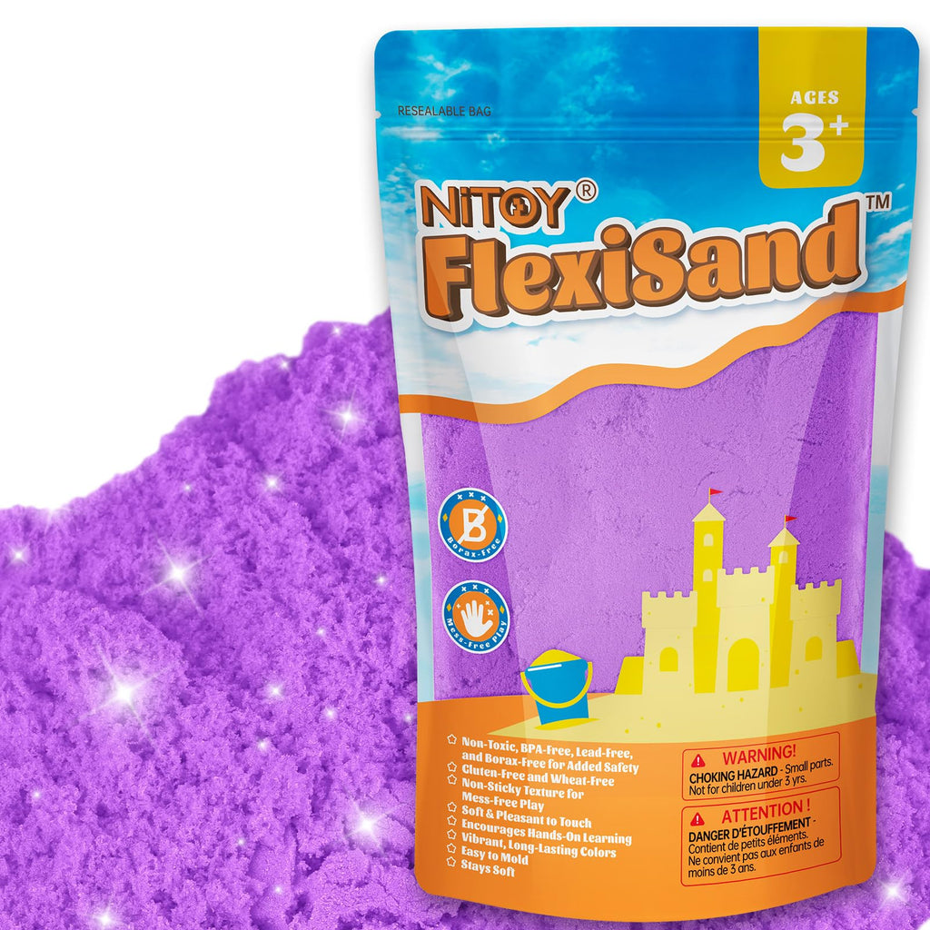 NiToy FlexiSand Purple Play Sand - 2.2 lbs Never Dries Out, Non-Toxic Sensory Sand for Kids Ages 3+