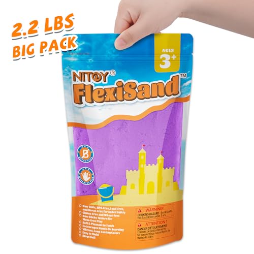 NiToy FlexiSand Purple Play Sand - 2.2 lbs Never Dries Out, Non-Toxic Sensory Sand for Kids Ages 3+