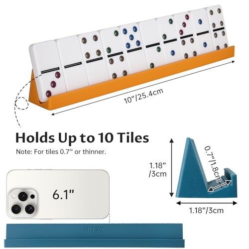 NiToy Silicone Domino Racks (Set of 4) – Adjustable Tilt, Anti-Slip, for Double-Six & Mexican Train Dominoes