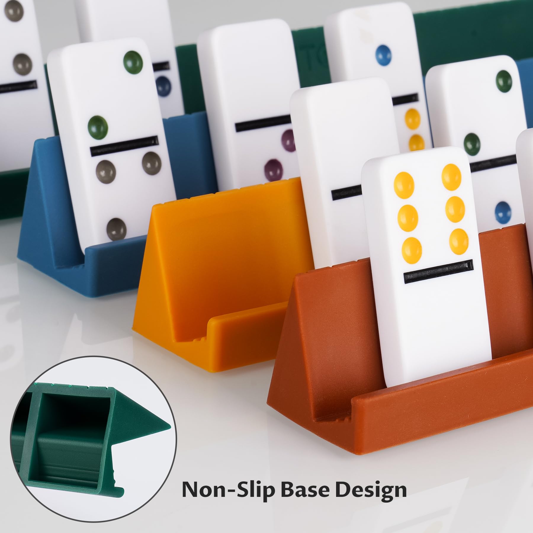 NiToy Silicone Domino Racks (Set of 4) – Adjustable Tilt, Anti-Slip, for Double-Six & Mexican Train Dominoes