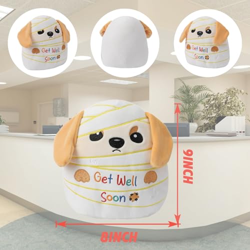 NIUBEHOHO Get Well Soon Labrador Plush – 9 Inch Soft Stuffed Animal with Bandage Design and Inspirational Embroidery
