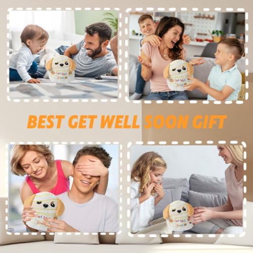 NIUBEHOHO Get Well Soon Labrador Plush – 9 Inch Soft Stuffed Animal with Bandage Design and Inspirational Embroidery