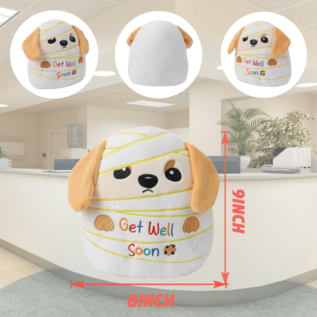 NIUBEHOHO Get Well Soon Labrador Plush – 9 Inch Soft Stuffed Animal with Bandage Design and Inspirational Embroidery