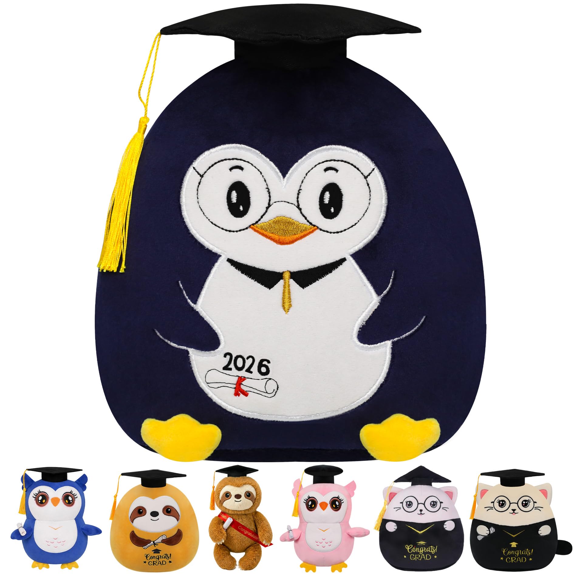 NIUBEHOHO Graduation Plush Penguin - 2026 Grad Stuffed Animal with Doctoral Hat, 10 Inch
