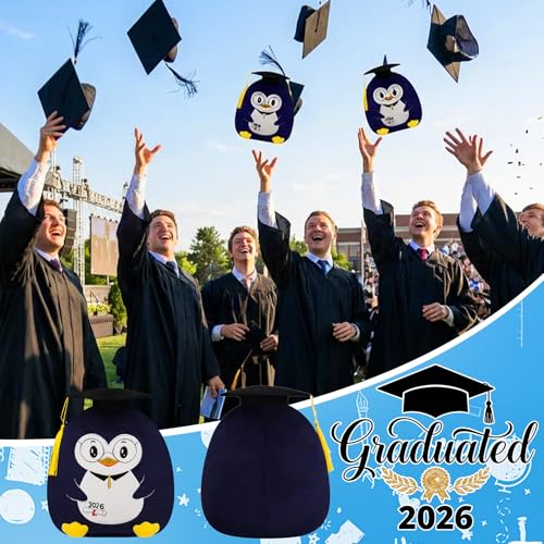 NIUBEHOHO Graduation Plush Penguin - 2026 Grad Stuffed Animal with Doctoral Hat, 10 Inch