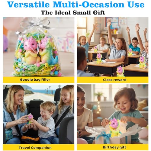 Niulife 2-Pack Squishy Dragon Stress Toys – Kawaii Sticky Fidget Desk Toy for Kids Adults