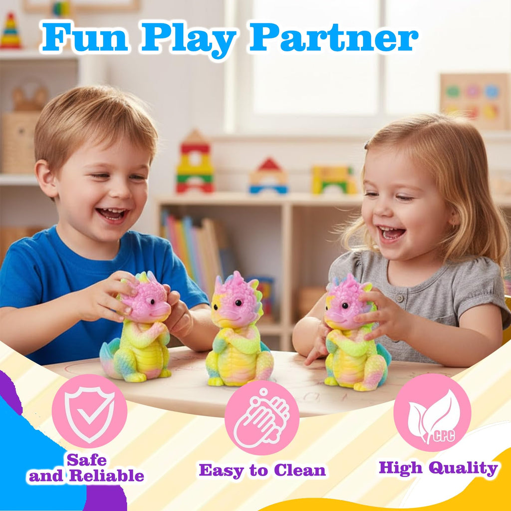 Niulife 2-Pack Squishy Dragon Stress Toys – Kawaii Sticky Fidget Desk Toy for Kids Adults