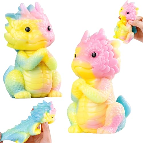 Niulife 2-Pack Squishy Dragon Stress Toys – Kawaii Sticky Fidget Desk Toy for Kids Adults