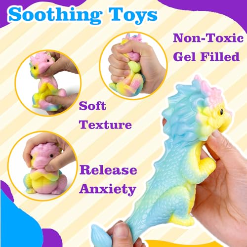 Niulife 2-Pack Squishy Dragon Stress Toys – Kawaii Sticky Fidget Desk Toy for Kids Adults