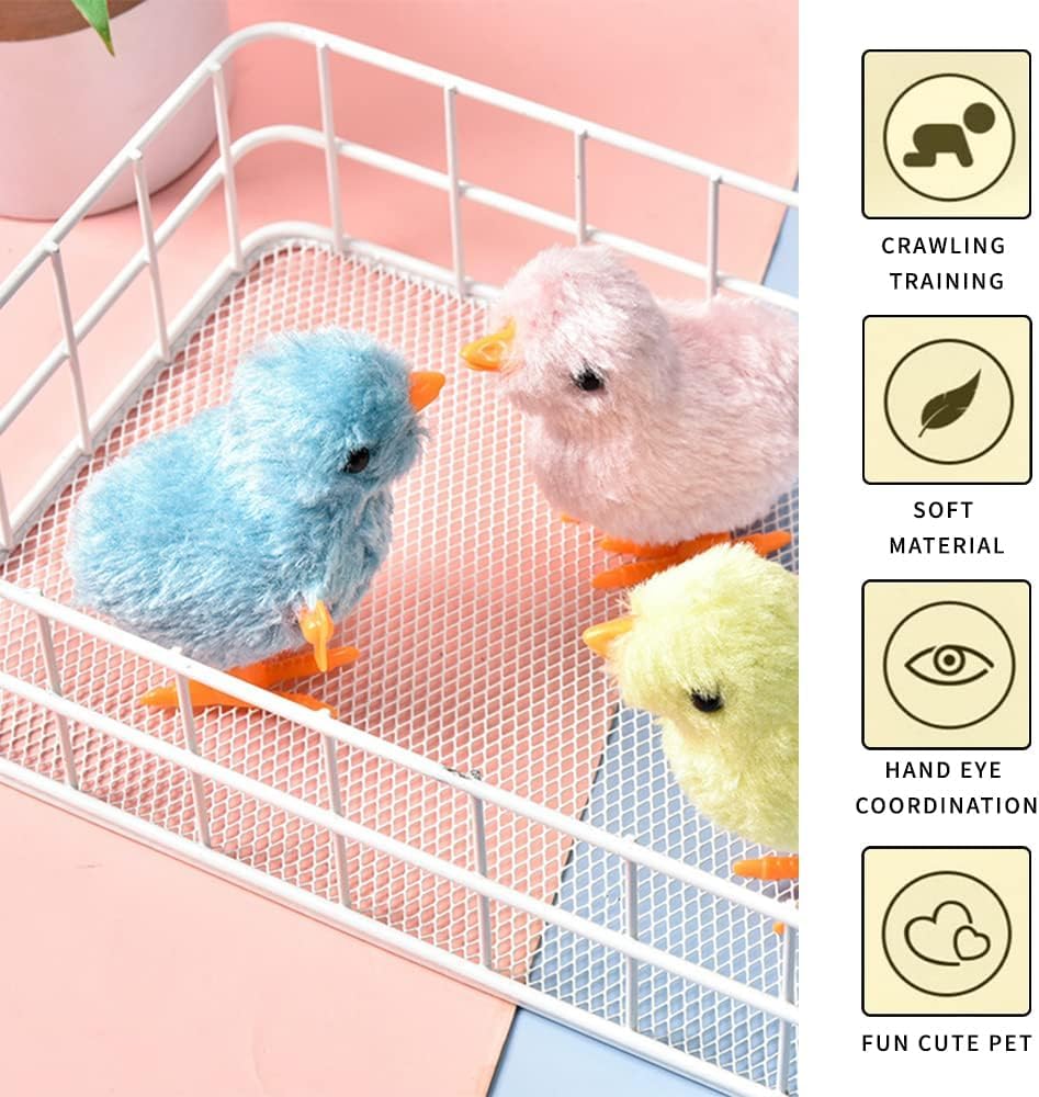 Niumowa Wind-Up Chick Toys (Pack of 4) – Soft Rubber Coated Easter Basket Fillers