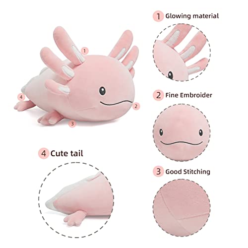 Niuniu Daddy 20 Inch Pink Axolotl Plush Toy – Glow-in-the-Dark Gills, Soft Polyester, Safe for Kids