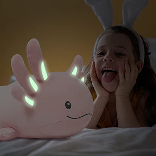 Niuniu Daddy 20 Inch Pink Axolotl Plush Toy – Glow-in-the-Dark Gills, Soft Polyester, Safe for Kids