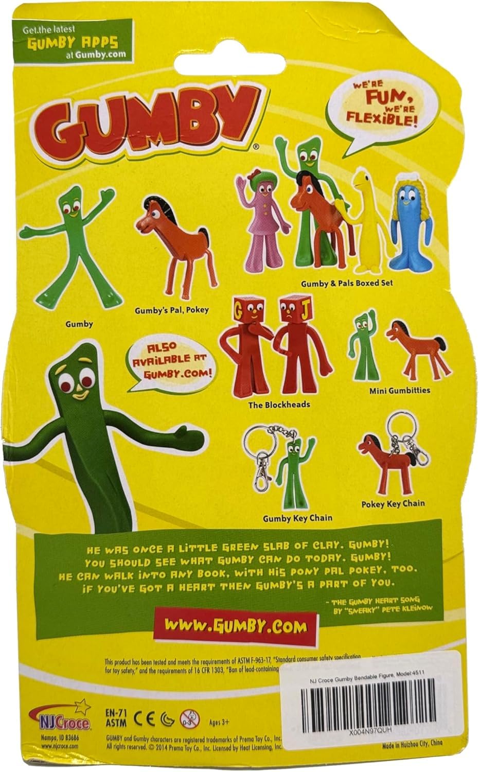 NJ Croce 6-Inch Gumby Bendable Figure - Classic Vintage Toy, Safe for Kids, Collectible
