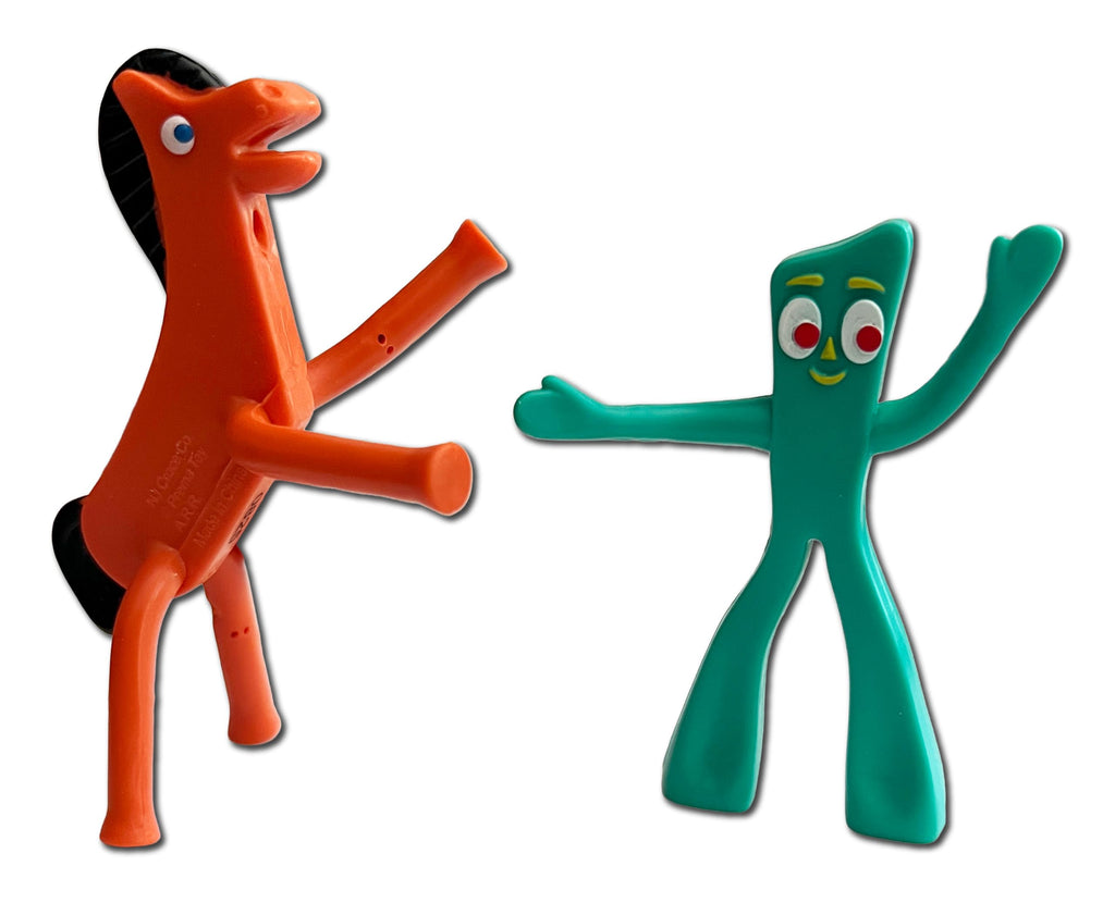 NJ Croce Gumby & Pokey 3-Inch Bendable Figures – Retro Posable Toy Pair for Kids Ages 3+