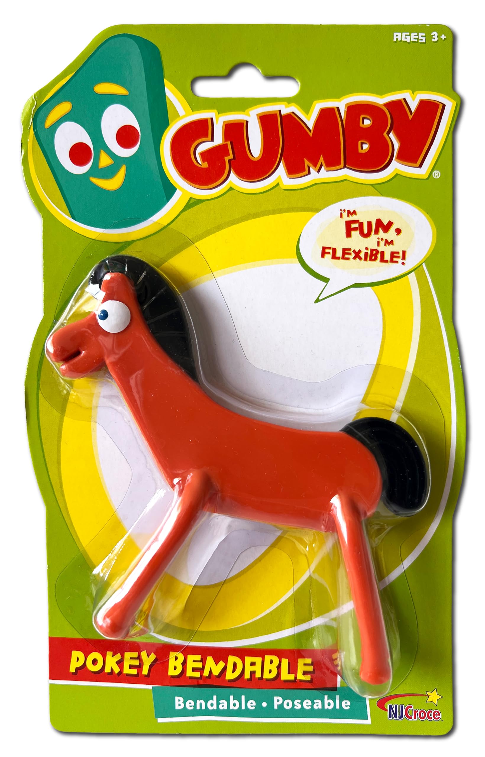 NJ Croce Pokey 5-Inch Bendable Figure – Gumby's Pony, Retro Toy Ages 3+