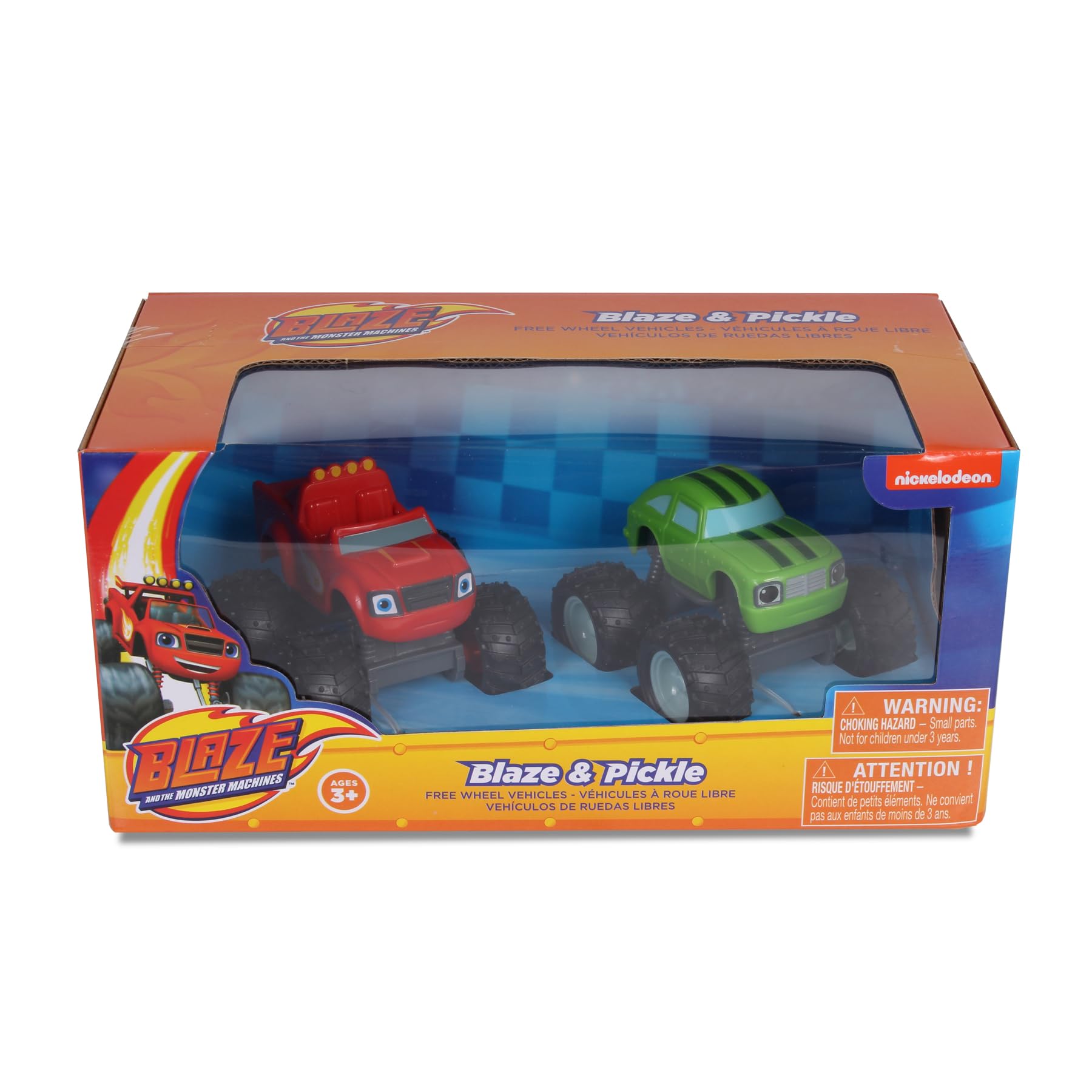 NKOK Blaze and the Monster Machines Free-Wheel 2-Pack: Blaze & Pickle Monster Trucks – No Batteries Required, STEM Learning Toy