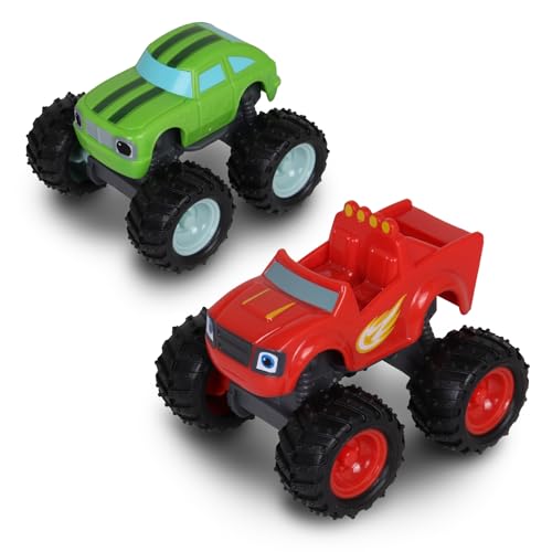NKOK Blaze and the Monster Machines Free-Wheel 2-Pack: Blaze & Pickle Monster Trucks – No Batteries Required, STEM Learning Toy