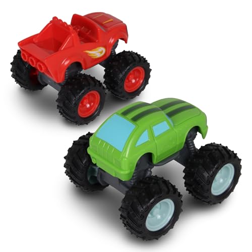 NKOK Blaze and the Monster Machines Free-Wheel 2-Pack: Blaze & Pickle Monster Trucks – No Batteries Required, STEM Learning Toy