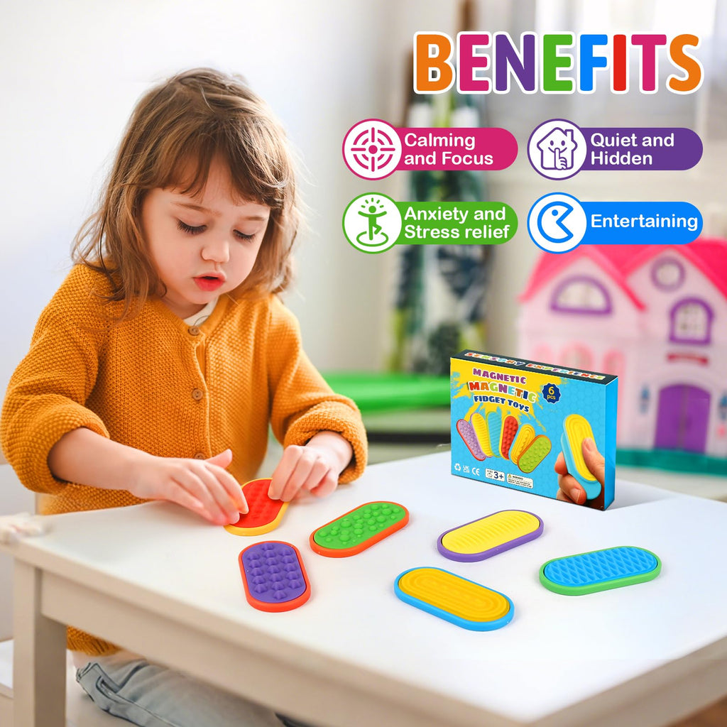 Noijilpi 6-Pack Silicone Fidget Toys for Anxiety, ADHD & Autism – Soft, Portable Stress Relief for Kids & Adults