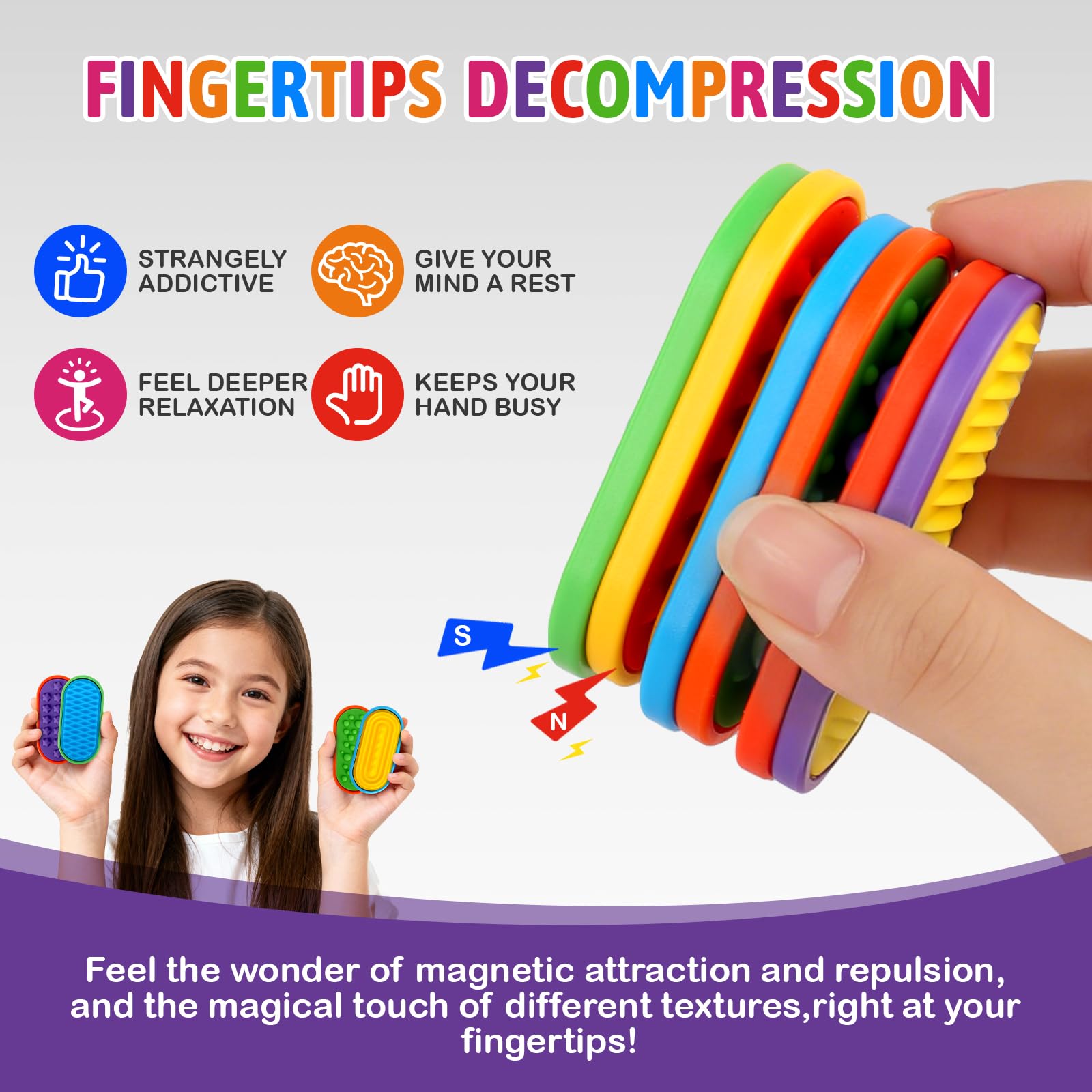 Noijilpi 6-Pack Silicone Fidget Toys for Anxiety, ADHD & Autism – Soft, Portable Stress Relief for Kids & Adults