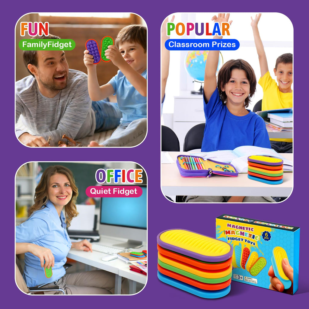 Noijilpi 6-Pack Silicone Fidget Toys for Anxiety, ADHD & Autism – Soft, Portable Stress Relief for Kids & Adults