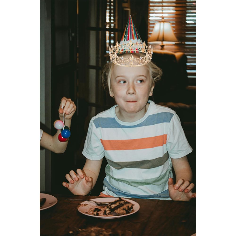 Noonhorse Birthday King Crown & Tiara Set with Sash – Gold with Black Rhinestones, Adjustable, 2 Pack