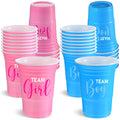 Norme 30-Pack Gender Reveal Cups – 16 oz Blue & Pink Disposable Party Cups with Team Boy/Girl Prints