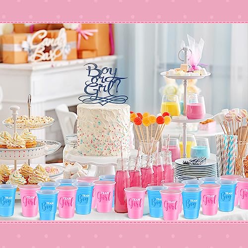 Norme 30-Pack Gender Reveal Cups – 16 oz Blue & Pink Disposable Party Cups with Team Boy/Girl Prints
