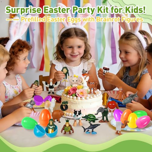 NOVASPORT 24PCS Italian Brainrot Easter Eggs - Prefilled Meme Figures for Egg Hunt & Basket Stuffers