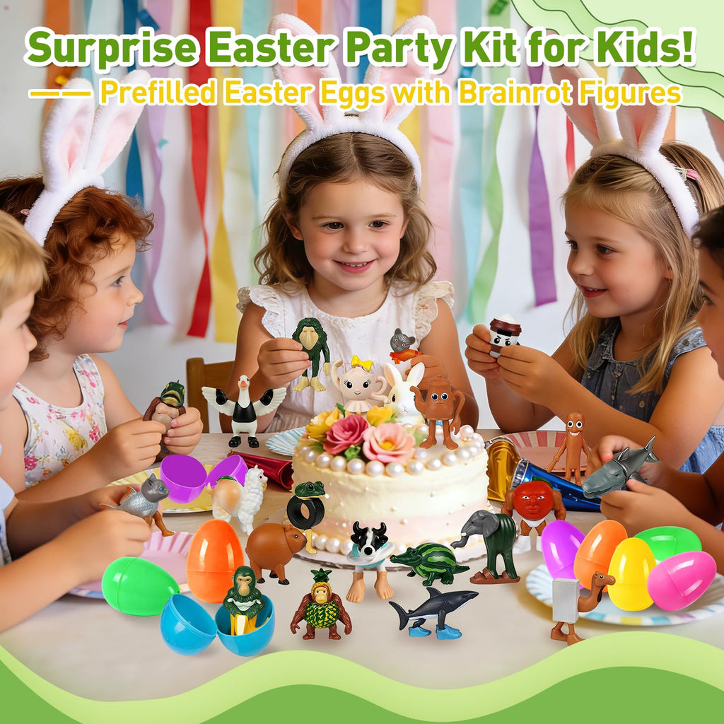 NOVASPORT 24PCS Italian Brainrot Easter Eggs - Prefilled Meme Figures for Egg Hunt & Basket Stuffers