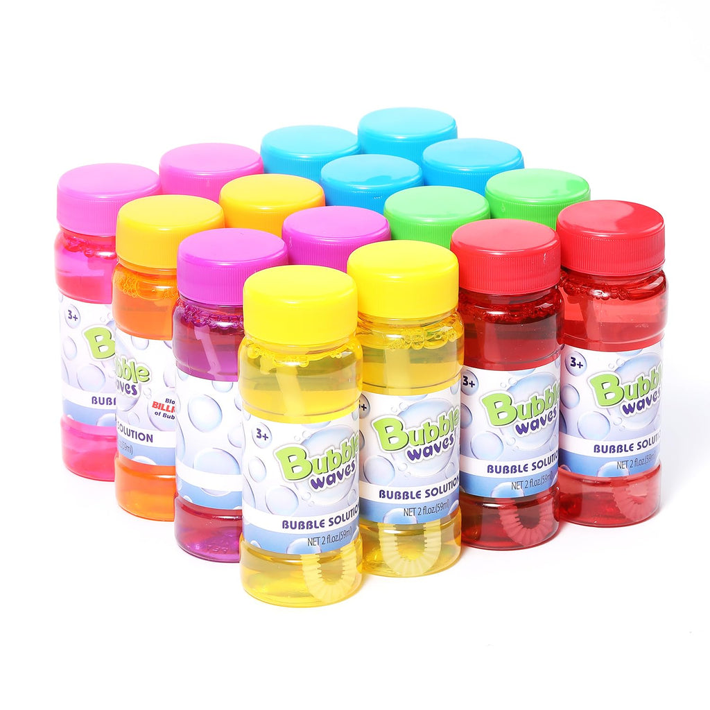 novelinks 16-Pack Mini Bubble Bottles with Wands – 2oz Each, Non-Toxic Bubble Solution for Kids, Party Favors