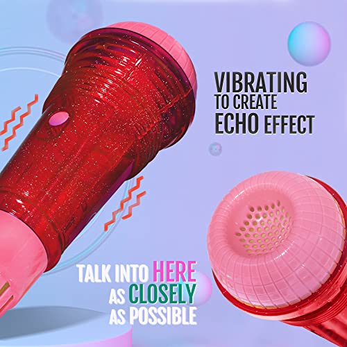 Novelty Place Echo Mic - Battery-Free Retro Toy Microphone for Kids (Red & Pink)