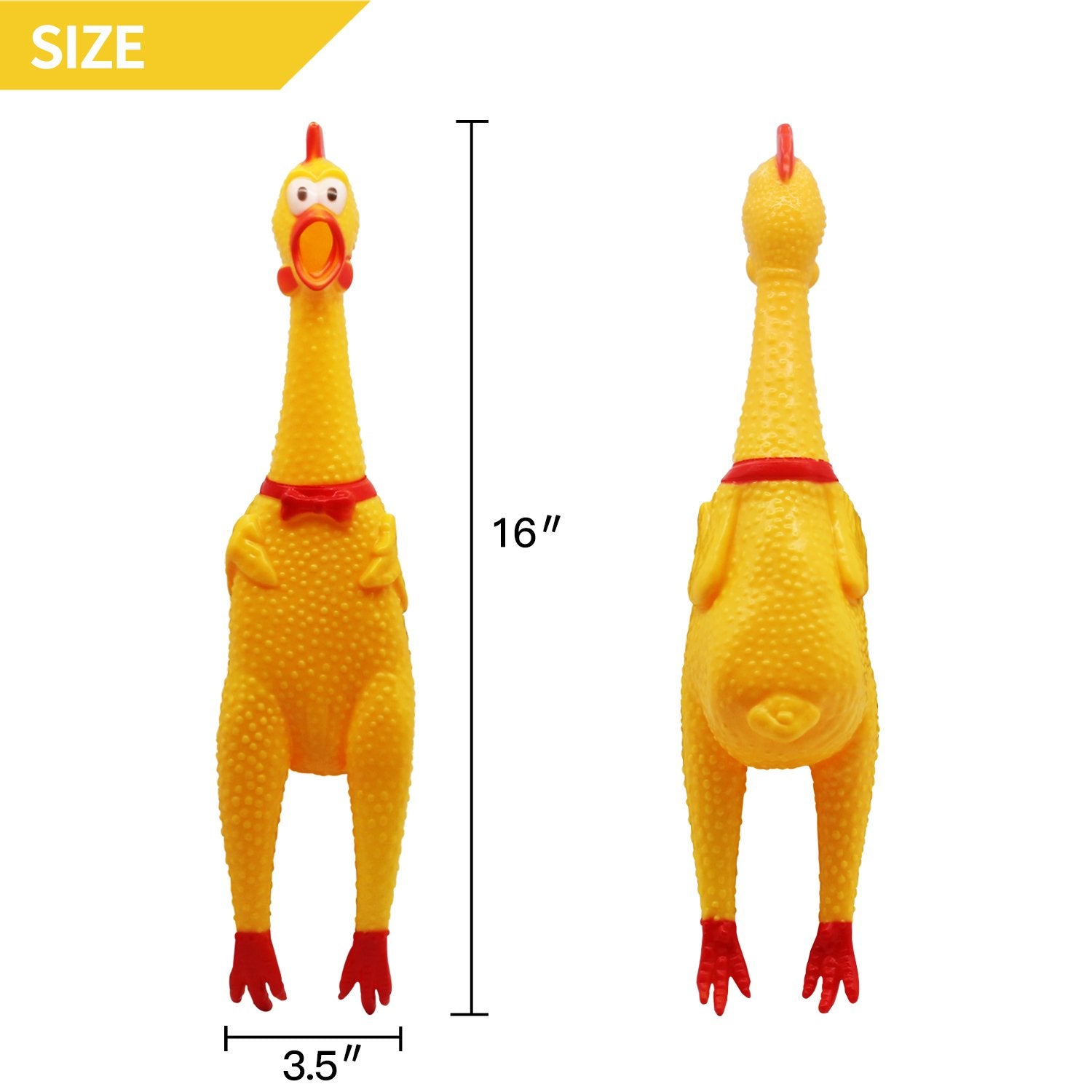 Novelty Place Large 16-Inch Squawking Chicken Dog Toy – Yellow Vinyl Squeaky Toy for Pets and Pranks