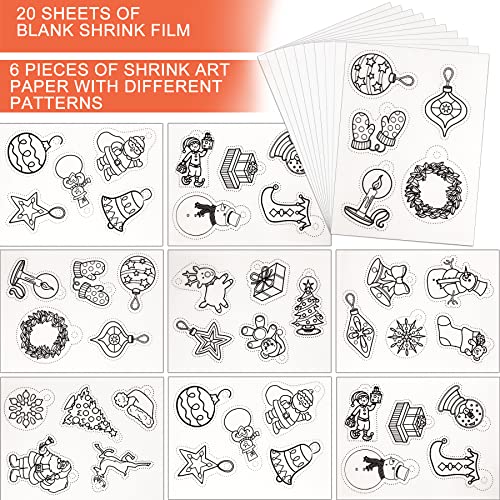 NOVWANG 198-Piece Heat Shrink Plastic Sheet Kit with 28 Shrinky Papers, Hole Punch, Keychain Accessories, and Colored Pencils