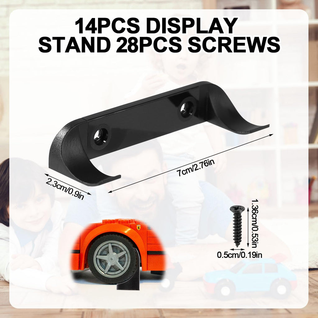 NQEUEPN 14-Pack Car Display Wall Mounts for Speed Champions Series – Vertical Wall Mount with Screws