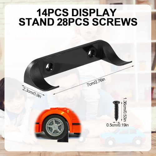 NQEUEPN 14-Pack Car Display Wall Mounts for Speed Champions Series – Vertical Wall Mount with Screws