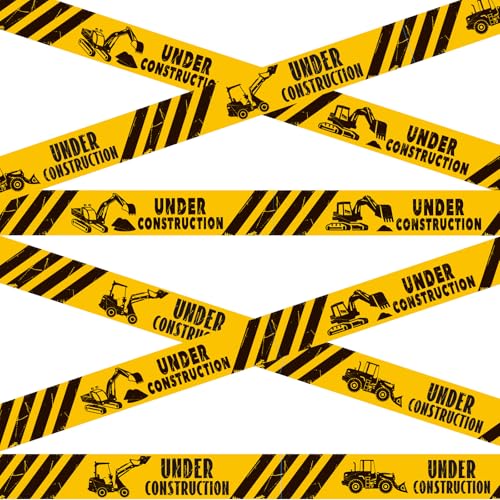 Nuanchu 2 Rolls Construction Party Tape – 3"x98ft Non-Stick Decorations for Construction Themed Birthday Parties