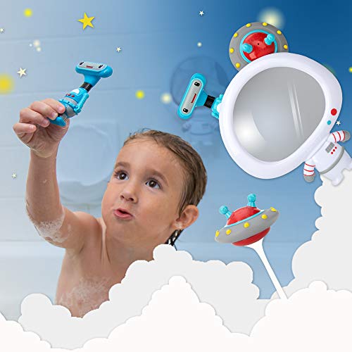 Nuby Astronaut Mirror Bath Toy Set – 3-Piece Interactive Baby Bathtub Toy for Toddlers 3+