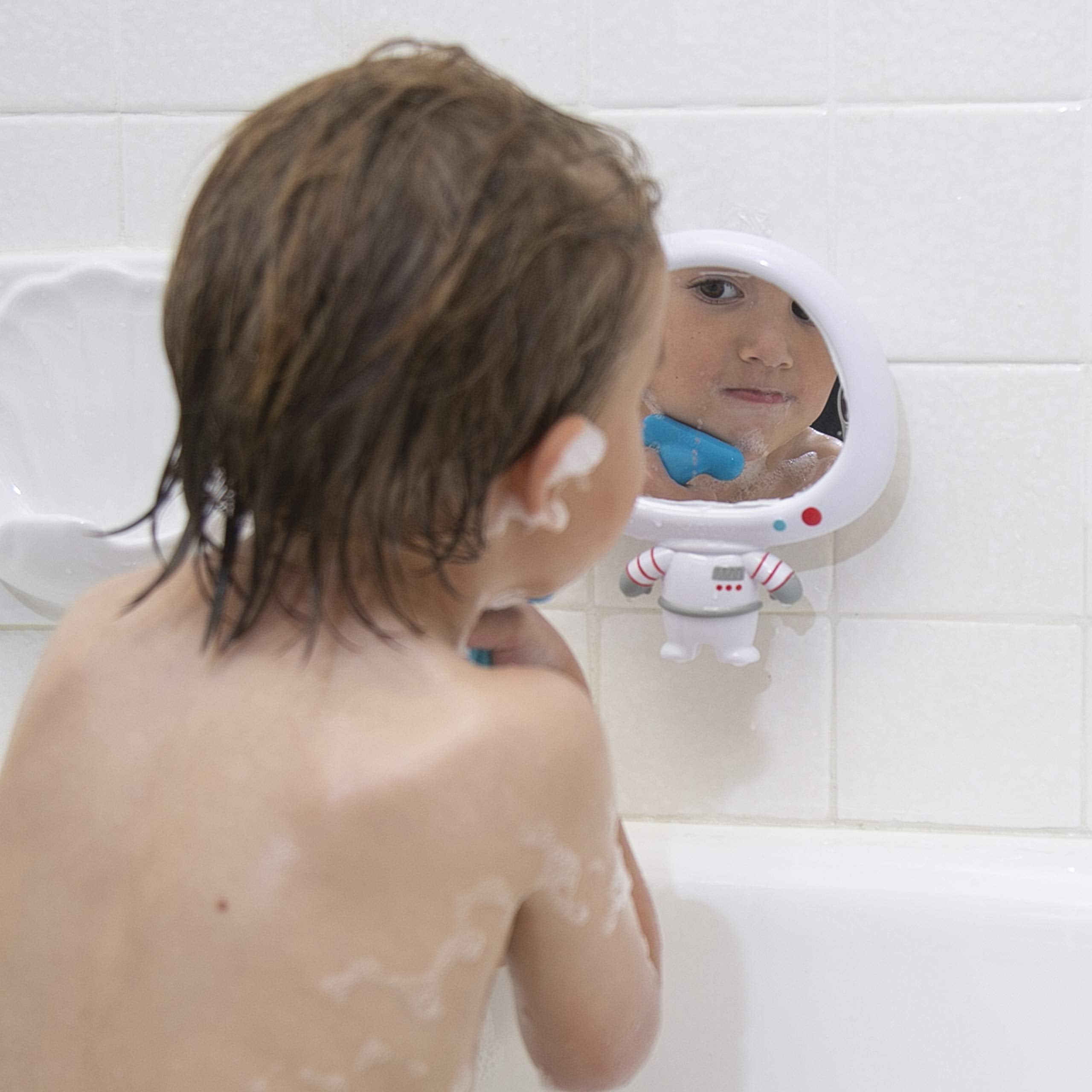 Nuby Astronaut Mirror Bath Toy Set – 3-Piece Interactive Baby Bathtub Toy for Toddlers 3+