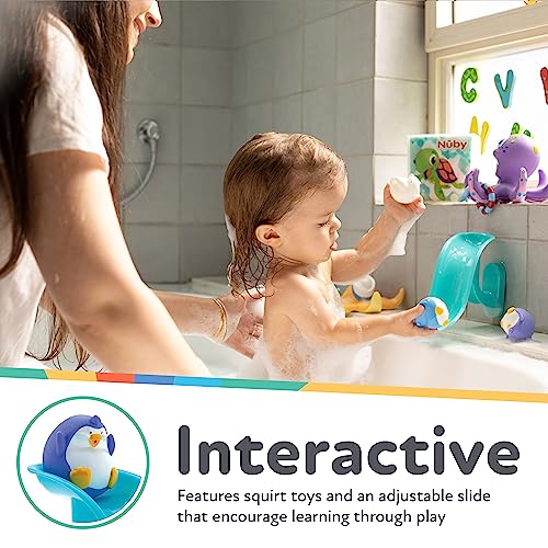 Nuby Penguin Slide Bath Toy Play Set with 4 Squirters – Interactive Bath Time Fun for Toddlers 12+ Months