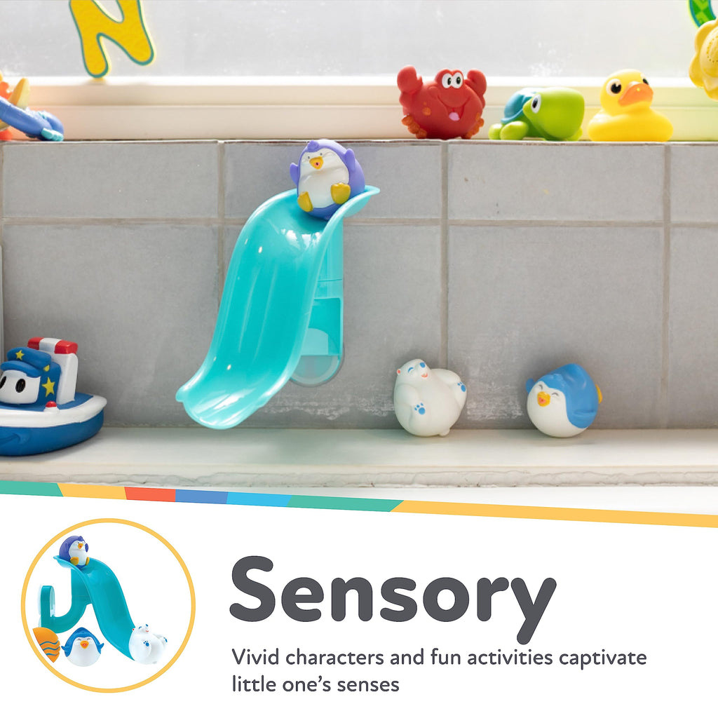 Nuby Penguin Slide Bath Toy Play Set with 4 Squirters – Interactive Bath Time Fun for Toddlers 12+ Months