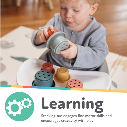 Nuby Silicone Stacking Cups - 7-Piece Toddler Toy for Fine Motor Skills & Sensory Play, 12+ Months