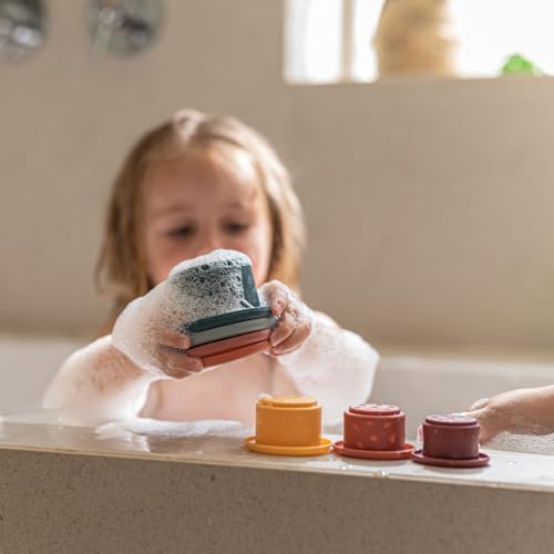 Nuby Silicone Stacking Cups - 7-Piece Toddler Toy for Fine Motor Skills & Sensory Play, 12+ Months